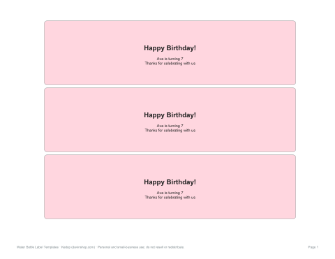 Preview of the first page of Birthday labels