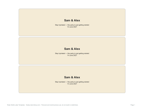 Preview of the first page of Wedding labels