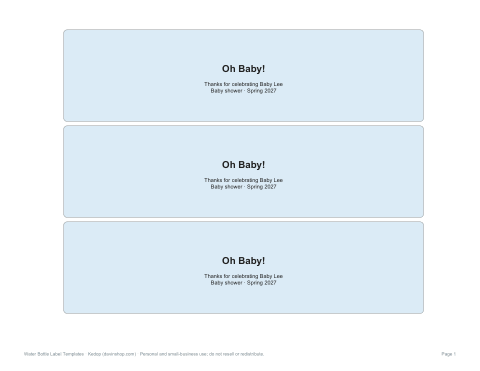 Preview of the first page of Baby Shower labels