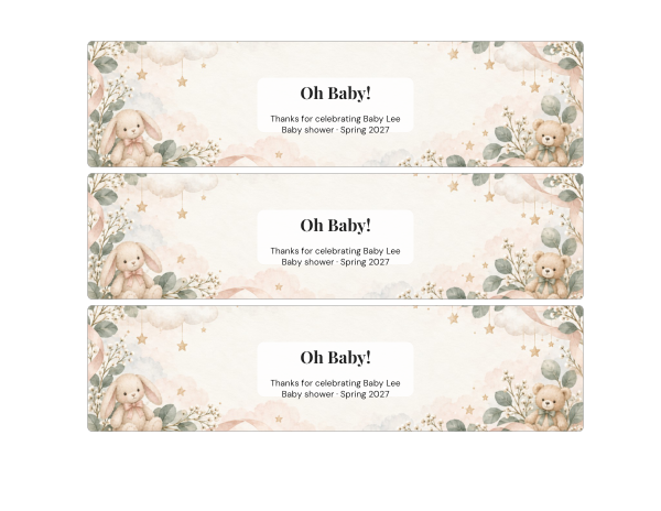 Preview of Printable Baby Shower Water Bottle Labels