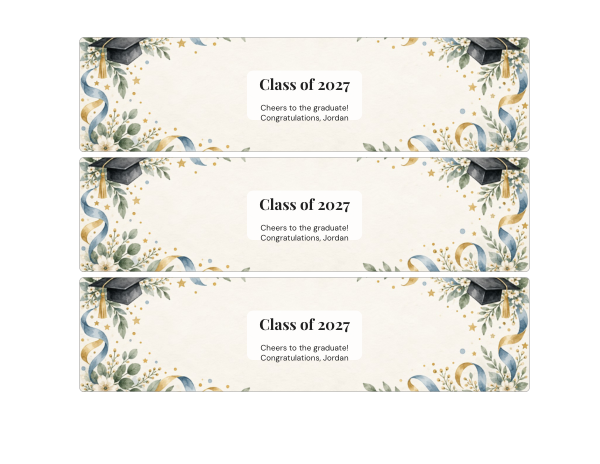 Preview of Printable Graduation Water Bottle Labels
