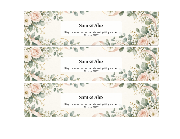 Preview of Printable Wedding Water Bottle Labels